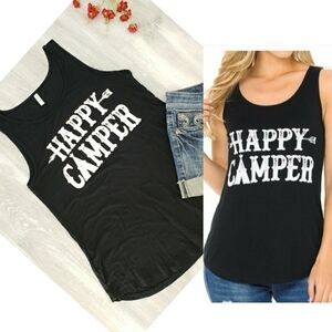 NEW S&A Happy Camper Black Graphic Tank Top